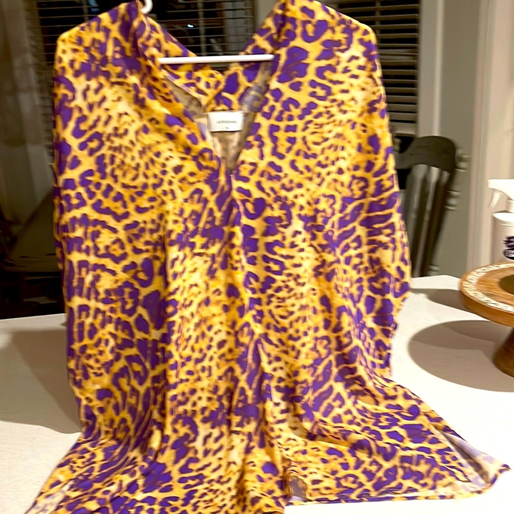 Adrienne Purple and Gold Leopard Print Top